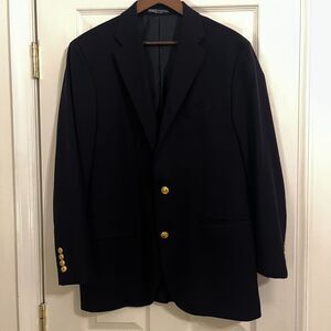 POLO RALPH LAUREN Solid Black Metal Button Wool Blazer Sport Coat Jacket - 42 R